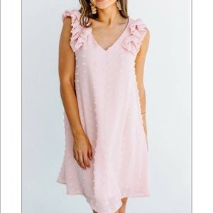 Pink Lily Women’s Pom Shift Dress in Light Pink